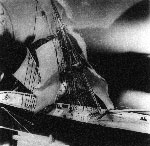 Click for 600-pixel-wide version - ''All but the top yard on the mizzenmast have been released from some of the supporting lines...''