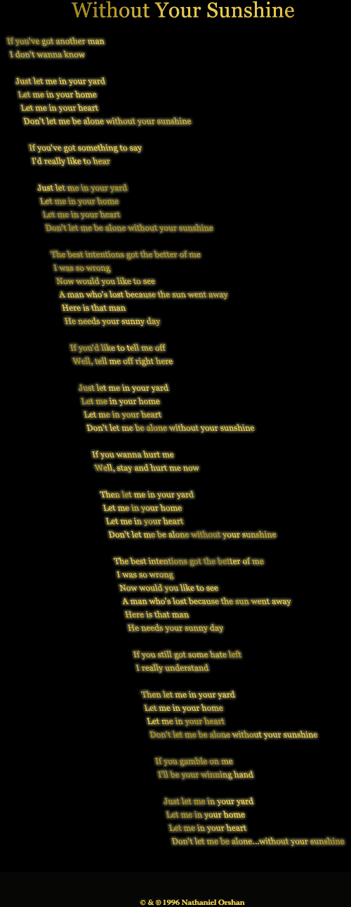 ''Without Your Sunshine'' lyrics